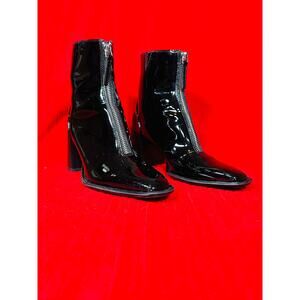 Open Edit Black Patent Leather Zip Up Boot Women's 8.5